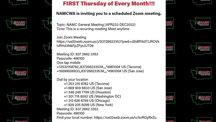 Flyer inviting to a monthly online meeting about mental health support.
