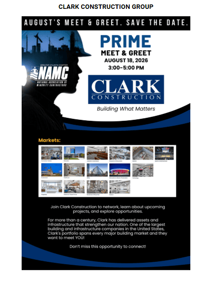 Clark Construction meet and greet flyer